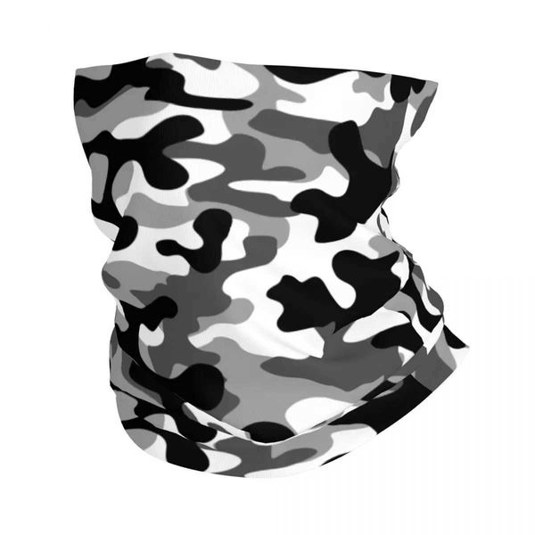 Máscara de face de moda pente de pescoço preto branco camuflagem militar bandana pentear galan exército camufla