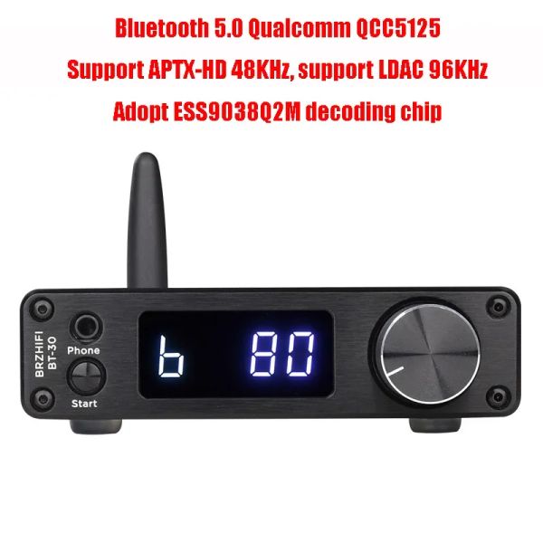 Conversor Flagship HD Bluetooth 5.1 Receptor de áudio do decodificador ESS9038 Decodificação sem perdas suporta LDAC APTXHD HD Formato Highpower AMP