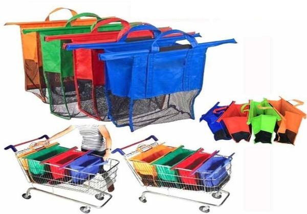 Insinriata carrello supermercato 4 pezzi borse per la spesa riutilizzabili ecofriendly shop borse borse per donne8783022