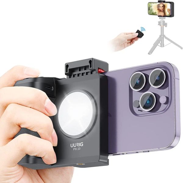 Sticks Smartphone -Selfie -Booster -Kamera Shutter Remote Griff Caprip Threespeed einstellbare Füllung Light mit Kaltschuh -Telefon Shutter