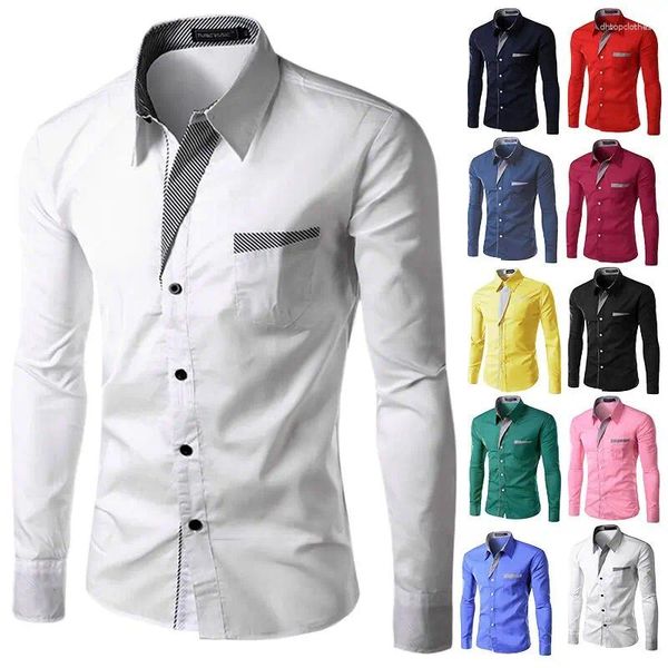 Herren lässige Hemden 2024 Modemarke Camisa Maskulina Langarm Shirt Männer koreanische Slim Design formelle männliche Kleidergröße M-4xl 8012