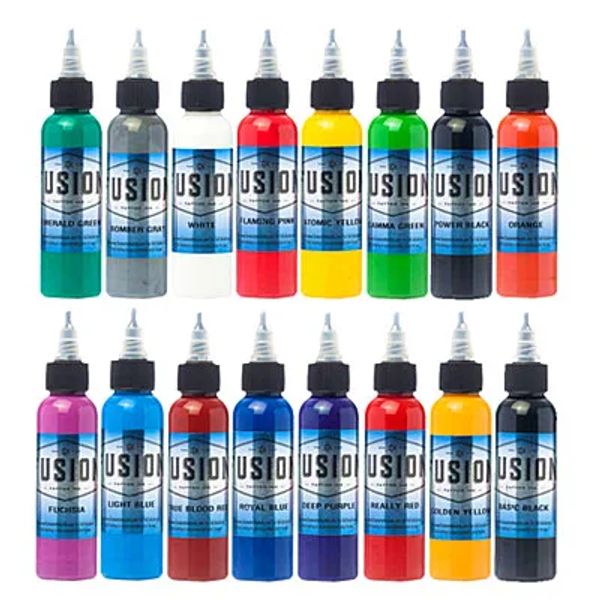 30 ml / Flasche 16-Farben Lack Set Tattoo Airbrush Fusion Tinte für Körpermalerei Tattoo Farbfarbe Tattoo Versorgung