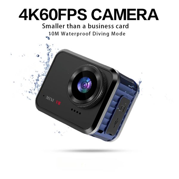 Câmera mini camera de ação 4k60fps Ultra HD V8 16MP WIFI 145 ° 10m CELHA CORPOMENTE CELA CORPACIDADE CAMERAS DE VÍDEO CAMERAS DV DV CAM HOT SALE