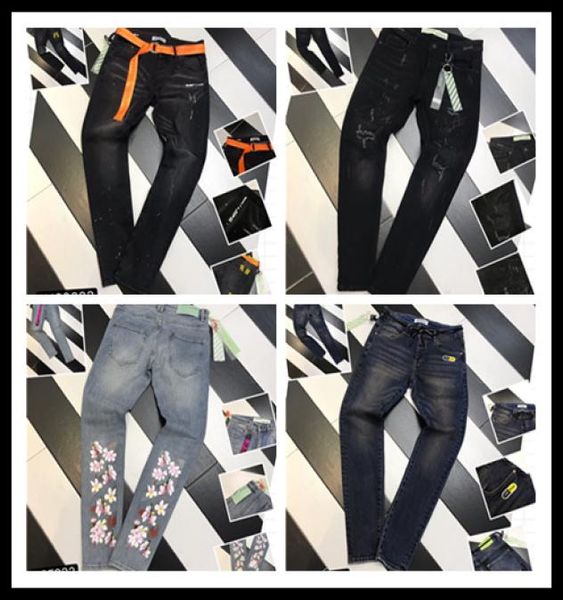 2020 New Fashion Men039s Jeans Street Black Hole Designer White Striped Jeans Hip Hop Skateboard Pants Timenica 2840 P33231007