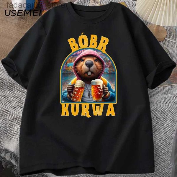 Camisetas masculinas bobr kurwa gladiator camiseta feminina glória romana t-shirt bober castoco boberek camiseta casual camiseta gráfica q240425