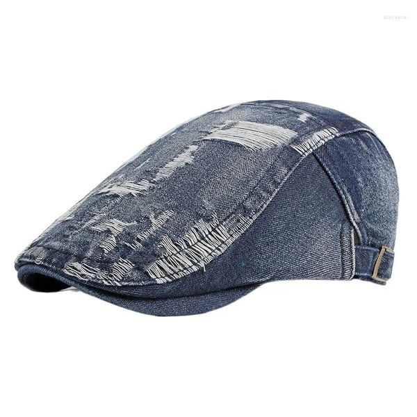 Berets Frühling/Sommer Herbst Denim Beret Großhandel Großhandel koreanischer Stil Fashion Wash Destressed Peaked Cap Female ethnische Vorab -Hüte