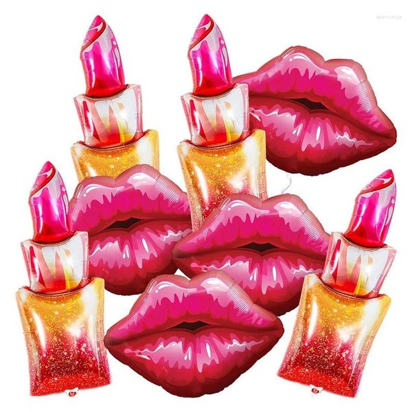 Decoração de festa 8pcs gigante de batom vermelho Balloon Lips Balls Bolas de maquiagem de casamento Girls Girls Day's Birthday Birthday Birthing Decor