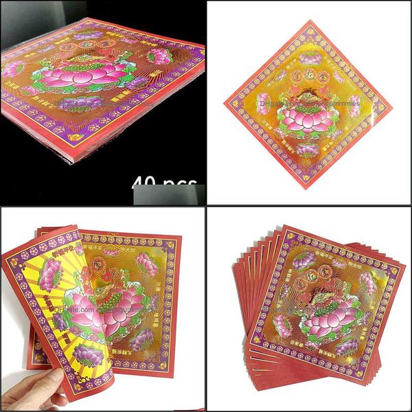 Produkte im chinesischen Stil 80pcs Lotus Gold doppelseitig Joss Weihrauch Papier- Vorfahren Geld-Joss Papier Viel Glück Segne die Nachkommen Opfer otqya
