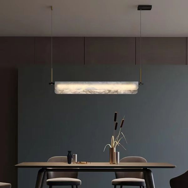 Lampada a strisce lunghe in marmo naturale moderno tavolo da bar minimalista a LEDELIER LUGO H65 H65 Copper Hotel Restauranti Luci