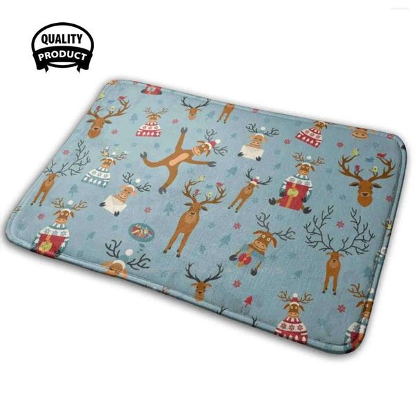 Carpets Reindeer Fun - Pattern vacanze Maschera natalizia Maschera 3D Morbic tappeto non slip tappeto Cuscino carino