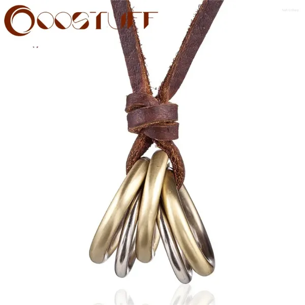 Colares de pingentes de colar de couro genuíno para homens mulheres jóias vintage sufocantes de gótica Declaração da cadeia de pendentes ligas