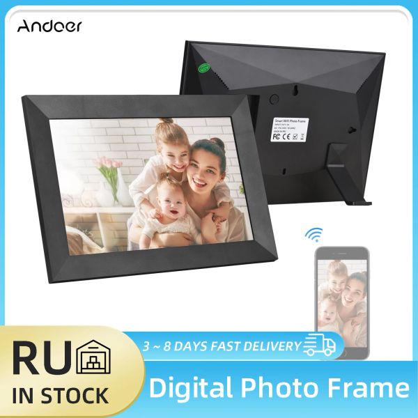 Frames Andoer 10 10 Zoll Smart WiFi Photo Frame Digitales Bild Frame HD IPS Touchscreen 1280*800 Foto 1080p Video 16 GB Speicherplatz