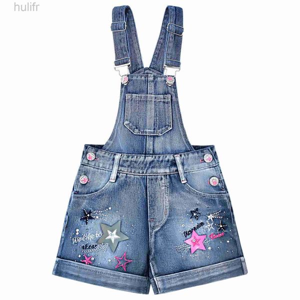 Rompers Summer Girl Prints Overall Kids Kinder niedliche Jeans Baby Shorts Jeans Strampler Hosenträger für Kinder Kinderkleidung D240425