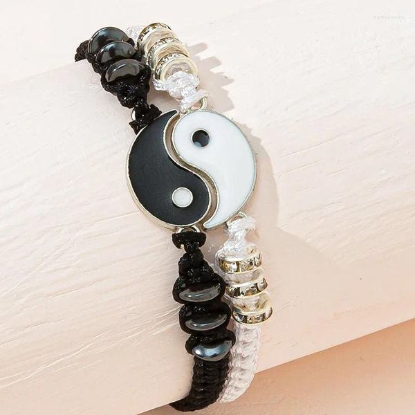 Link Armbänder 1Pair Ehepaar Armband Chinesisch Retro Tai Chi Gossip Bannish Pech Handgewebes Seil BFF Freund Freundschaft Freund