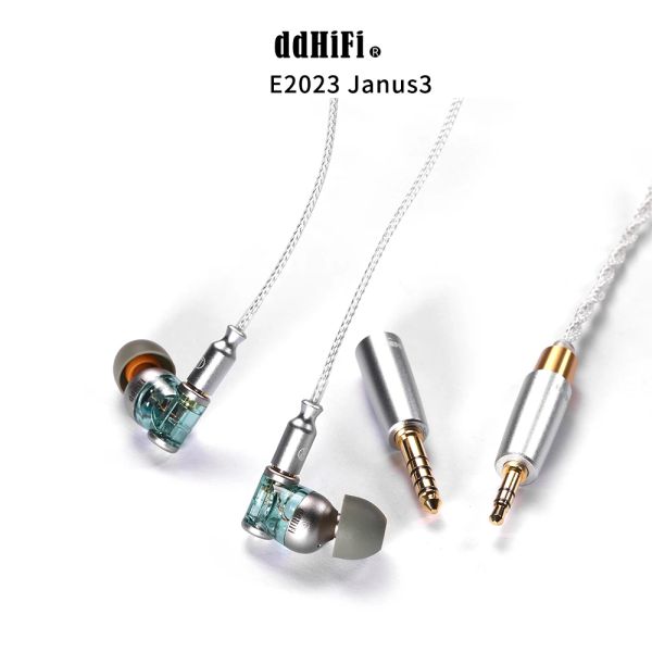 Kulaklıklar DDHIFI E2023 Janus3 Dinamik Sürücü Hifi INEAR MMCX kulaklık kablosu ve 3,5mm / 4,4mm değiştirilebilir fişli IEM'leri izler