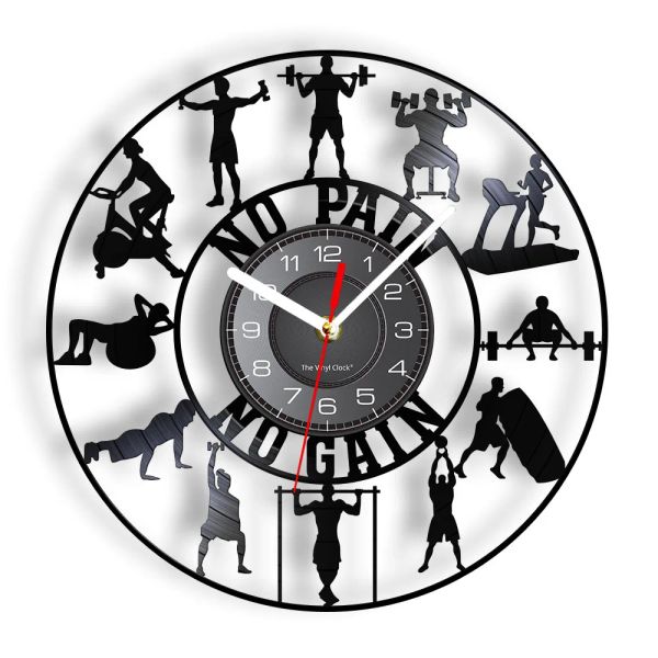 Orologi Bodybuilding kettlebell palestra segno muro orologio per sollevarsi pesi di sollevamento in vinile per orologio da parete