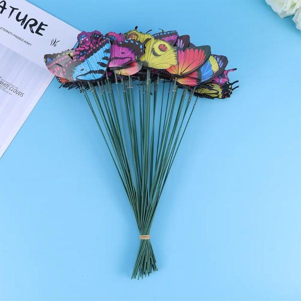 Flores decorativas 50pcs hastes de simulação pvc