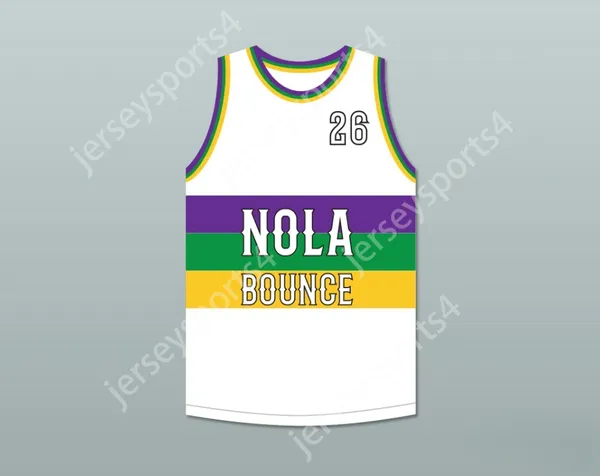 Custom alle Namensnummer Herren Jugend/Kinder Juvenile 26 Nola Bounce White Basketball Trikot Top S-6xl