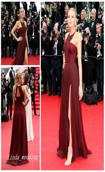 Blake Lively Burgund Red State Abito da sera Elegante Abito da ballo lungo Abito da festa formale Celebrity Inspirato Event Event Event Abito Plus Vestitido6609994