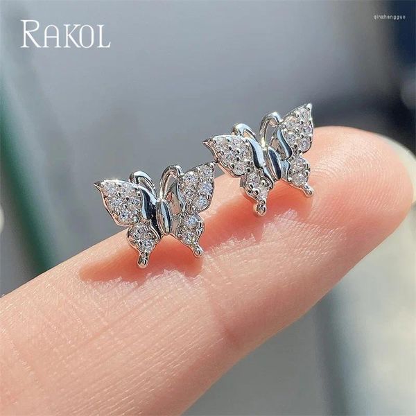 Bolzenohrringe Rakol Butterfly Ohrring Exquisiter Luxus für Frauen Modedesign Metall Premium Gold Farbohr Juwely