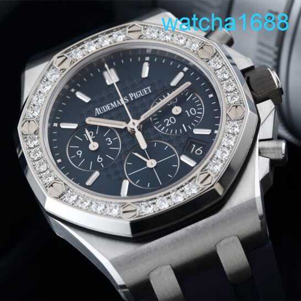 Pulro de movimento AP Relógio Royal Oak 26231 Máquinas automáticas de 37 mm de diâmetro novo capa de aço de rosto azul Original Diamond Diamond