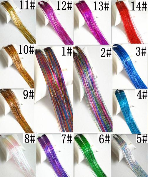 Old Street 5pcslot Hair Tinsel Sparkle Holographic Glitter Extensions выделяет парик для вечеринки 14 Colors5534069