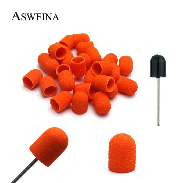 Bits 20pcs laranja 10*15mm tampas de lixagem bandas de lixas elétricas Arquivos de pedicure Ferramentas de drill machine ferramentas de arte acessórios