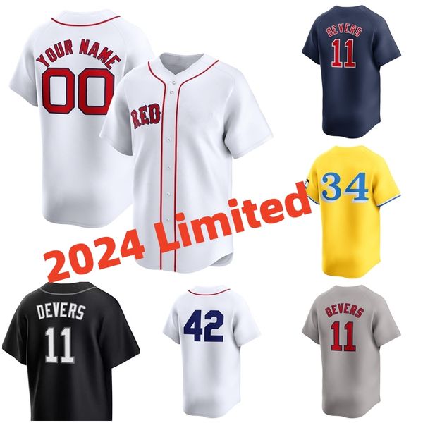 2024 11 Rafael Devers David Ortiz Jersey de beisebol Limitada Masataka Yoshida Trevor Story Bostons Jarren Duran Tim Wakefield Triston Casas Red Sox Jersey