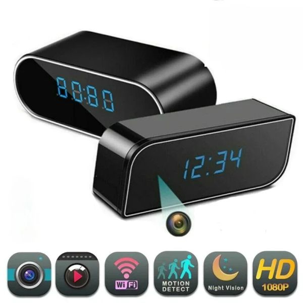Camcorders 1080p Wi -Fi Wireless Mini Clock Camera Время просмотра сигнализация.