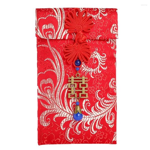 Hediye sargısı 2024 çanta püskül düğün doğum günü evi geleneksel Çin yılı bahar festivali kırmızı zarflar brokar şanslı
