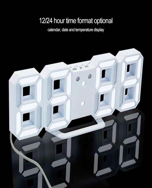3D светодиодные цифровые часы светящиеся ночные режимы Регулируемые электронные настольные часы 1224 часа дисплея Стена будильника Стена такта 2016000