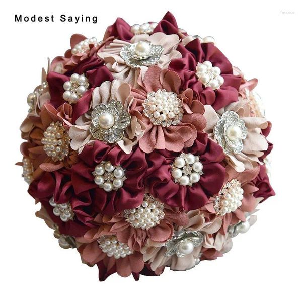 Hochzeitsblumen Pack mit Box romantische künstliche Rosette Blumensträuße 2024 Woth Perle Brautbrautjungfern -Bouquetzubehör
