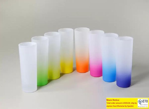 Sublimation Weingläser 3oz Ombre gefärbtes Glasglas mit Ablauf buntes Bottom -Wärme -Transfer -Drucken klarer Champagne7292483