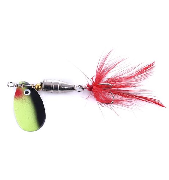 Neuer Fischereispinner Tackle Spoone 63G6HOOKS Löffel Köder zum Fischen von Metalllöffel Treble Feather Hook 20pcslot SP021 9886595