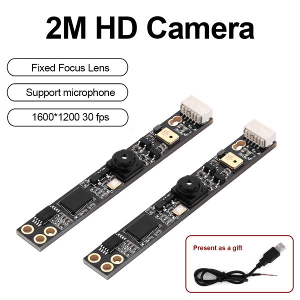 Parti 1pcs 1600*1200 30fps Modulo fotocamera con driver gratuito USB GC02M1 2M Focusta fissa Modulo Modulo regolabile Modulo regolabile Microfono