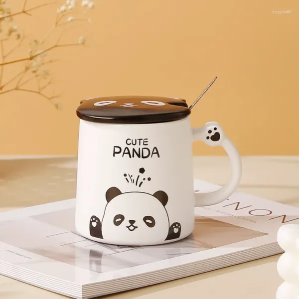 Tazze cartone animato creativo panda ceramica coppa graziosa copertina per bambini originali tazze in bianco e nero divertenti da regalare