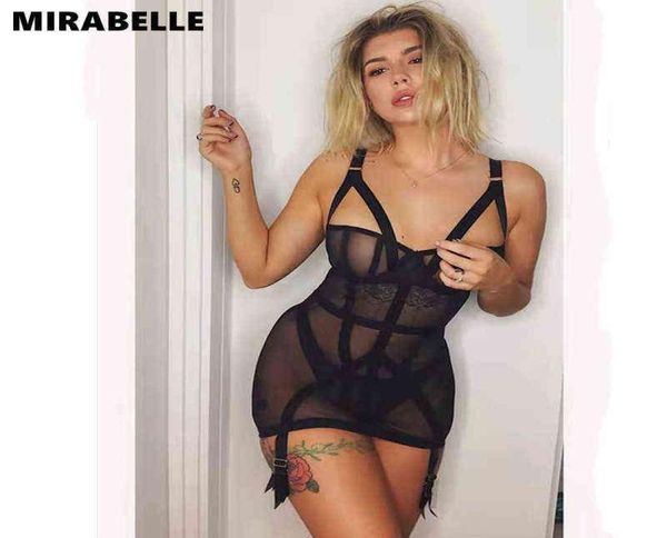 Mirabelle erótica lingerie malha de roupa íntima sexy ver através do corpo Bodysuit de trajes exóticos de figurinos exóticos pornô Sexy Bottom Whore T22085065374