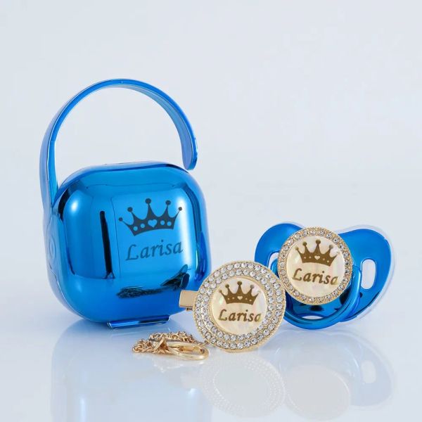 Acessórios Miyocar Caixa de chupeta de Bling Bling Metallic Blue Bling Bling Set