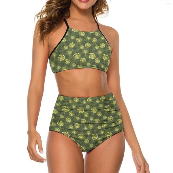 Bikinis de leite de banho feminina Bikinis Set Plants fofos Ajuste Ajuste de biquíni