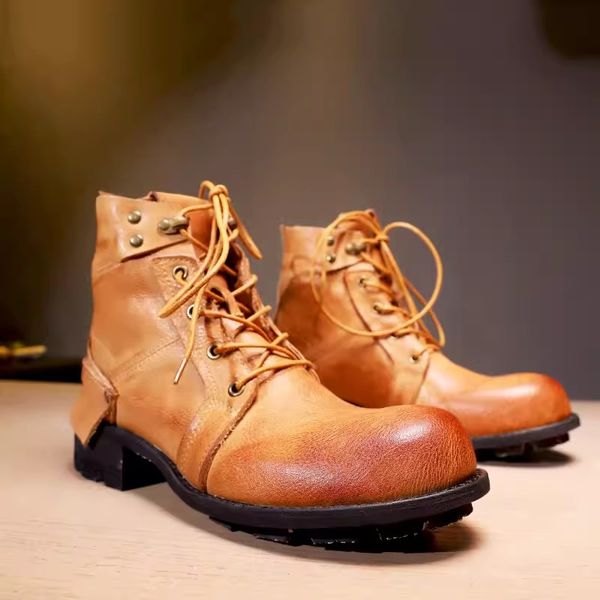 Hunters in pelle retrò stivale sneakers fatte a mano da uomo all'aperto esplorare scarpe casual da viaggio designer di lusso abito piatto calzature fabbrica