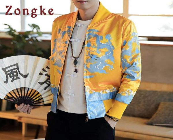 Chinesische Dragon Printed Men Jacke Mantel Mann Hip Hop Streetwear Bomber Kleidung 2021 Sping Men039s Jacken3520198