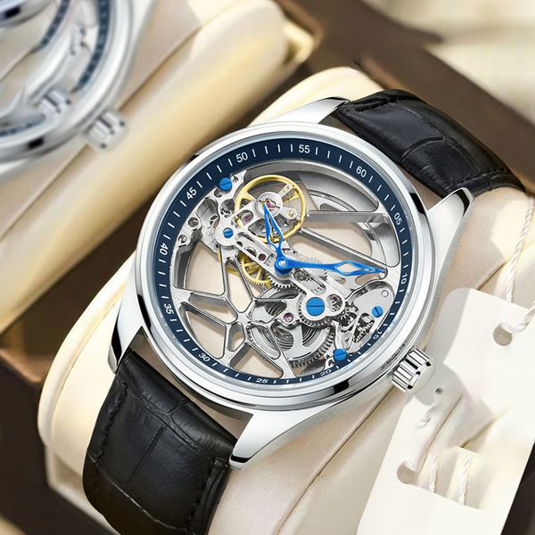 Мужские часы Hollow Designer Watch Steel Bess/кожаный ремень импортированный водонепроницаемые мужские роскошные часы для мужчин.