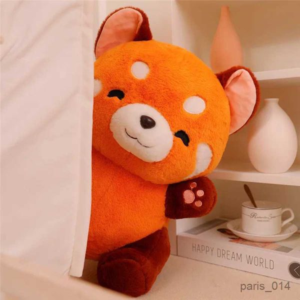 Dolgulu peluş hayvanlar yeni doldurulmuş anime figür bebek döndü kırmızı panda plushie bebek kabarık saç kırmızı rakun hayvanlar kucaklama yastık atma çocuklar hediyeler