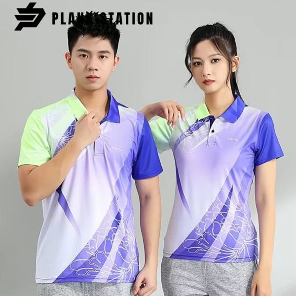Polos Neue Tischtennis Kleidung Männer Frauen 2023 Schnelltrocknen Badminton Polo T -Shirt Ping Pong Jersey Volleyball Professionelle Uniformen
