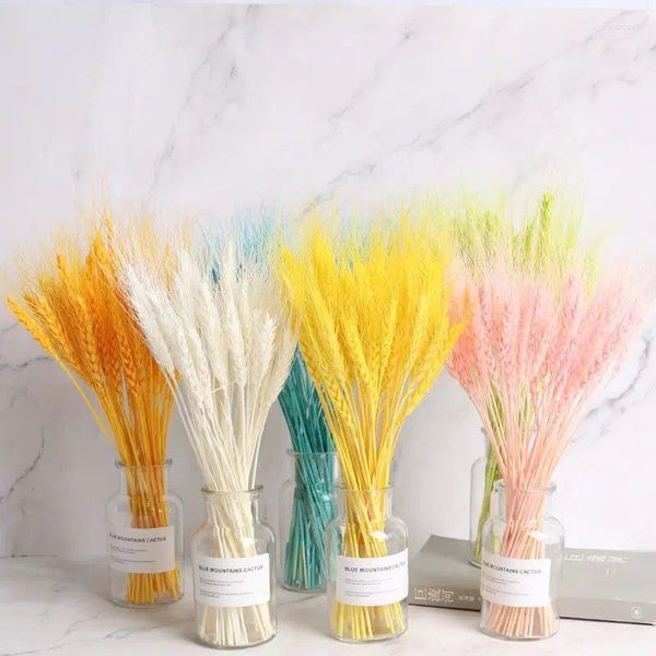 Flores decorativas Buquê de ouvido de trigo seco natural Plantas reais de outono Decoração de casamento para a festa de natal decoração de casa Ornamentos Diy Craft