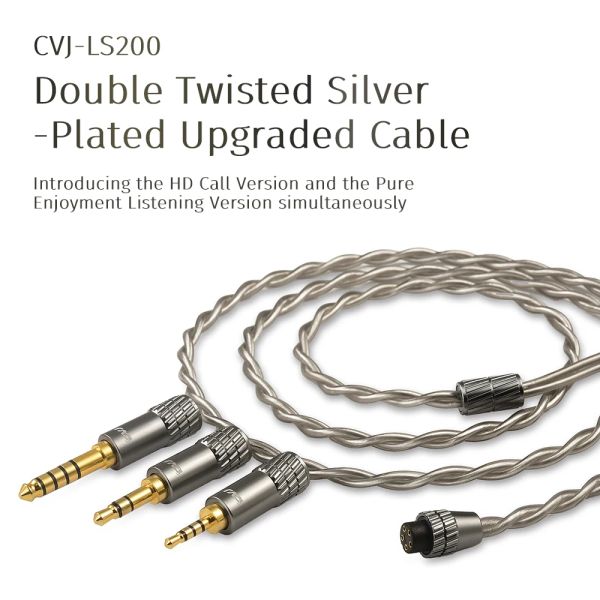 Kopfhörer CVJ LS200 Double Twisted Silverplated Upgrade -Ohrhörer -Kabel mit Mikrofonanschlüssen 2.5 3.5 4.4 Typ C für Trn Kz Konoka