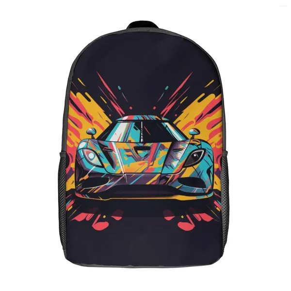 Backpack Ultimate Sports Car simplificado formulário de graffiti Mochilas Mulheres projetam sacolas escolares duráveis