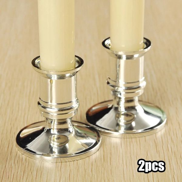 1 par de formas tradicionais cônicos de velas padrão os candlestick Silvergold para velas eletrônicas decoração de casa de casamento 240410