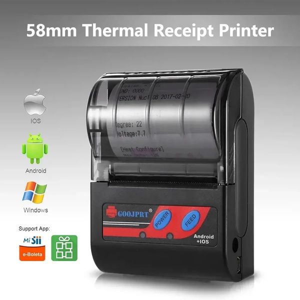 Mini Tragbarer Thermaldrucker Wireless Quittungsdrucker 58 mm Tintenfreier USB BT ESC/POS Windows Android PC Factura Impresora Termica 240420