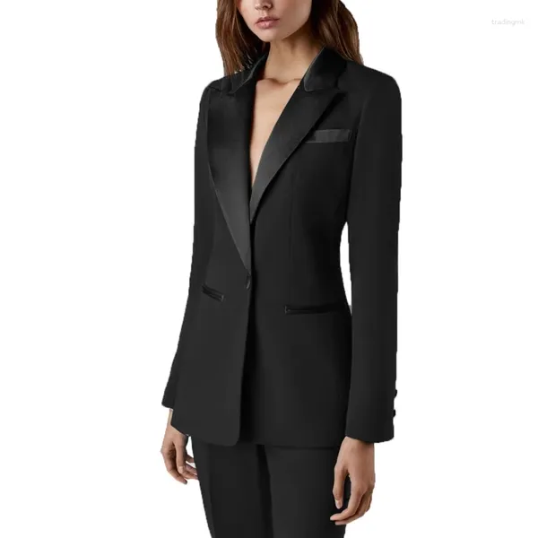Erkekler Suits Kadın Takım Düğün Smokin Partisi Ofis İş İnce Fit Business Lady Blazer Ceket Pantolonlu